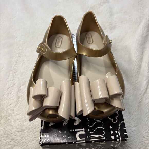 Mini Melissa Ultragirl Sweet III Mary Jane Shoes Size 12 Beige New With Box - Picture 2 of 6